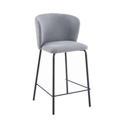 Taburete alto de tejdo y metal en gris y negro, 53 x 50 x 93 cm | Margot