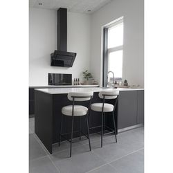 Hög pall i vitt bouclétyg, 46 x 39 x 90 cm | Badalona