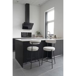 Hög pall i vitt bouclétyg, 46 x 39 x 90 cm | Badalona