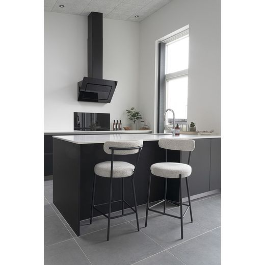 Hög pall i vitt bouclétyg, 46 x 39 x 90 cm | Badalona