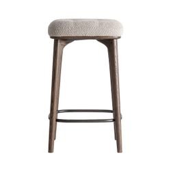 Hög pall i polyestertyg och askträ i beige, 38 x 38 x 65 cm | Zemst
