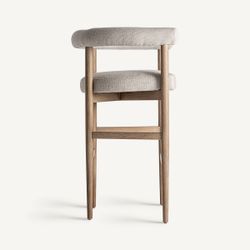 Hög pall i polyestertyg och askträ i beige, 66 x 55 x 98 cm | Lazins
