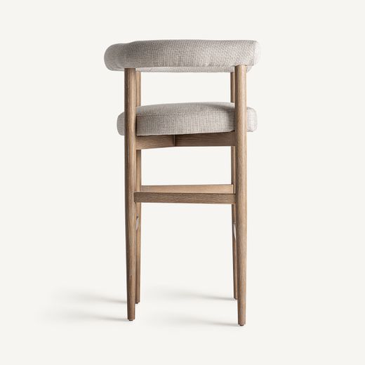Hög pall i polyestertyg och askträ i beige, 66 x 55 x 98 cm | Lazins