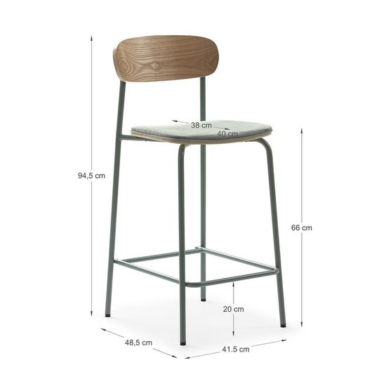 Hoher aquamarinfarbener Stoffhocker, 42 x 48 x 94,5 cm | Adriana