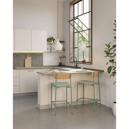 Hoher aquamarinfarbener Stoffhocker, 42 x 48 x 94,5 cm | Adriana