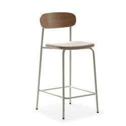 Tabouret haut en tissu beige, 42 x 48 x 94,5 cm | Adriana