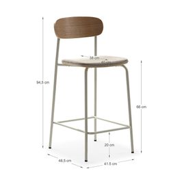 Tabouret haut en tissu beige, 42 x 48 x 94,5 cm | Adriana