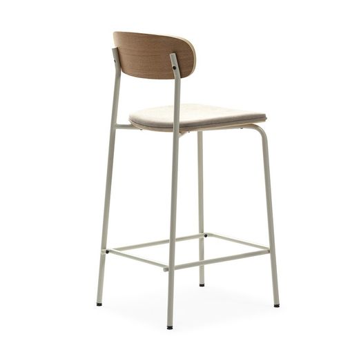 Tabouret haut en tissu beige, 42 x 48 x 94,5 cm | Adriana