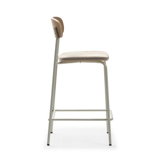 Tabouret haut en tissu beige, 42 x 48 x 94,5 cm | Adriana