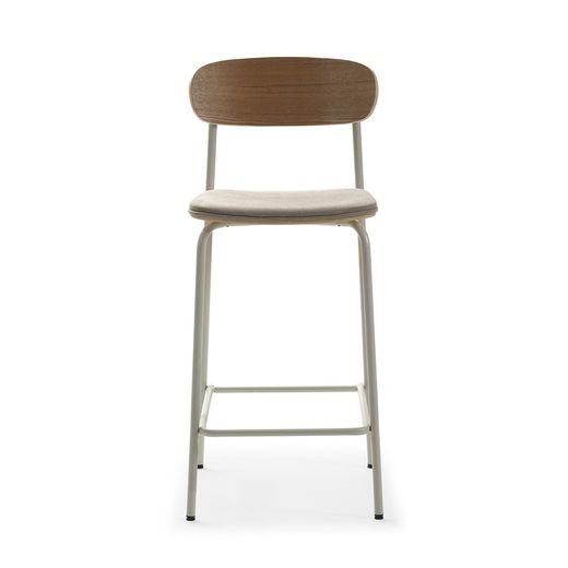Tabouret haut en tissu beige, 42 x 48 x 94,5 cm | Adriana