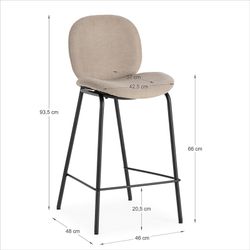 Tabouret haut en tissu beige, 43 x 54 x 94 cm | Cori