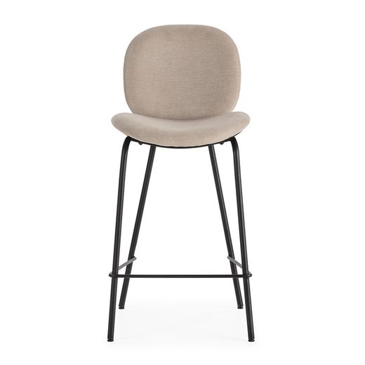 Tabouret haut en tissu beige, 43 x 54 x 94 cm | Cori