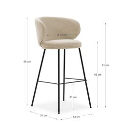 Hög pall i beige och svart tyg, 54 x 51 x 88 cm | Rusa