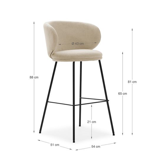 Hög pall i beige och svart tyg, 54 x 51 x 88 cm | Rusa