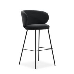 High stool in dark grey and black fabric, 54 x 51 x 88 cm | Rush