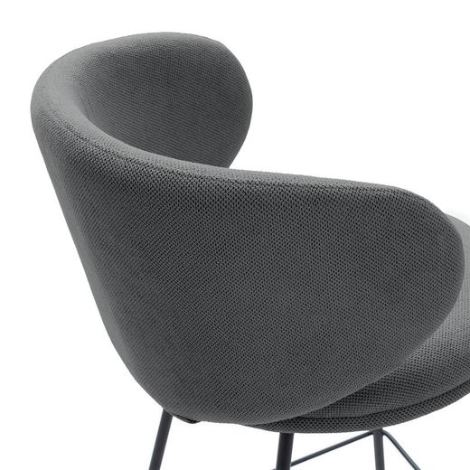 Hoher Hocker aus dunkelgrauem und schwarzem Stoff, 54 x 51 x 88 cm | Eilen