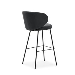 Hoher Hocker aus dunkelgrauem und schwarzem Stoff, 54 x 51 x 88 cm | Eilen