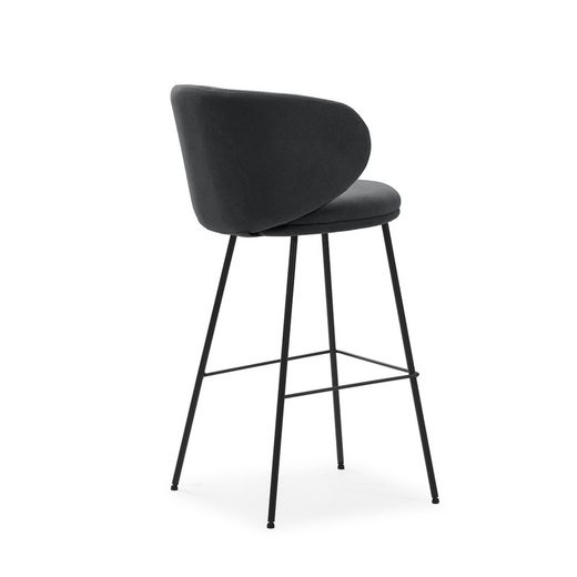 Hoher Hocker aus dunkelgrauem und schwarzem Stoff, 54 x 51 x 88 cm | Eilen