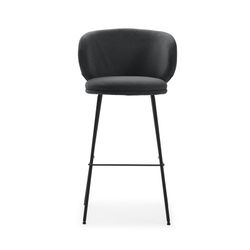 High stool in dark grey and black fabric, 54 x 51 x 88 cm | Rush