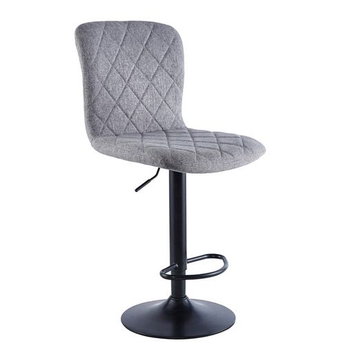 Tabouret haut en tissu gris et noir, 48 x 52 x 98/120 cm | Britanique