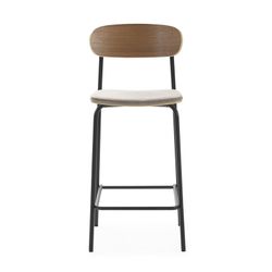 Tabouret haut en tissu taupe, 42 x 48 x 94,5 cm | Adriana