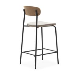 Tabouret haut en tissu taupe, 42 x 48 x 94,5 cm | Adriana