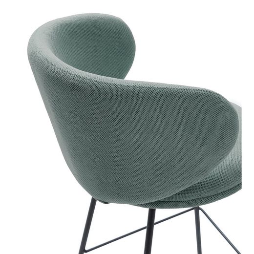 Banqueta alta em tecido verde e preto, 54 x 51 x 88 cm | Correr