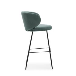 Banqueta alta em tecido verde e preto, 54 x 51 x 88 cm | Correr