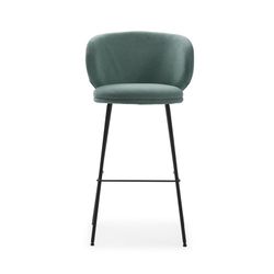 Banqueta alta em tecido verde e preto, 54 x 51 x 88 cm | Correr