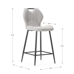 Hoher Hocker aus beigefarbenem Stoff und Metall, 48 x 51 x 96 cm | Muli