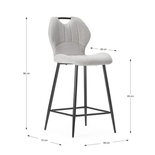 Hoher Hocker aus beigefarbenem Stoff und Metall, 48 x 51 x 96 cm | Muli