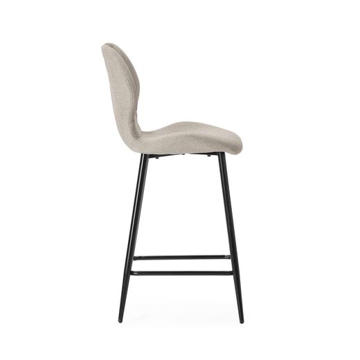 Hoher Hocker aus beigefarbenem Stoff und Metall, 48 x 51 x 96 cm | Muli