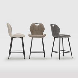 Hoher Hocker aus Stoff und Metall in Anthrazitgrau, 48 x 51 x 96 cm | Muli