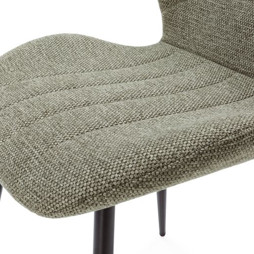 Wysoki stołek z tkaniny i metalu w kolorze zielonym, 48 x 51 x 96 cm | Muli