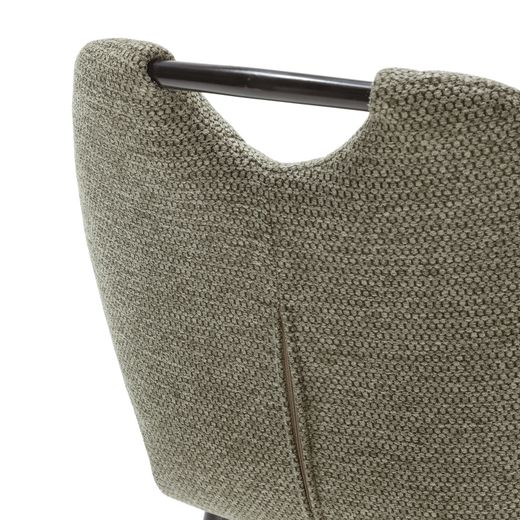 Wysoki stołek z tkaniny i metalu w kolorze zielonym, 48 x 51 x 96 cm | Muli