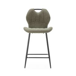 Wysoki stołek z tkaniny i metalu w kolorze zielonym, 48 x 51 x 96 cm | Muli