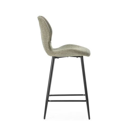 Wysoki stołek z tkaniny i metalu w kolorze zielonym, 48 x 51 x 96 cm | Muli