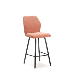 Sgabello alto corallo e nero in metallo e tessuto, 43 x 52,5 x 97 cm | bei