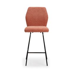 Sgabello alto corallo e nero in metallo e tessuto, 43 x 52,5 x 97 cm | bei