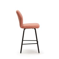 Sgabello alto corallo e nero in metallo e tessuto, 43 x 52,5 x 97 cm | bei