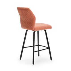 Sgabello alto corallo e nero in metallo e tessuto, 43 x 52,5 x 97 cm | bei