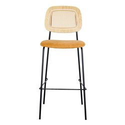 Sgabello alto velluto senape, acciaio e legno, 47 x 52 x 109 cm | Cardinale