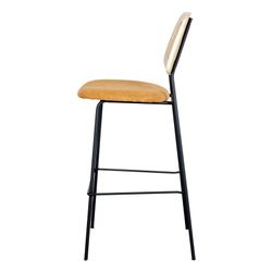 Sgabello alto velluto senape, acciaio e legno, 47 x 52 x 109 cm | Cardinale