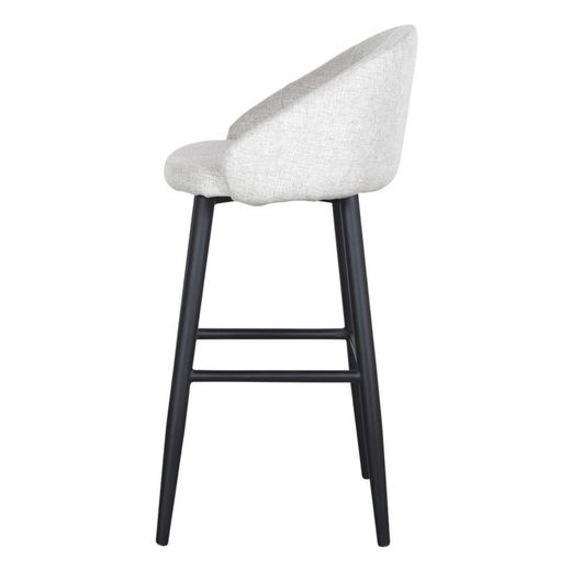 Hög beige textil och stålpall, 52 x 53,5 x 100 cm | Flary