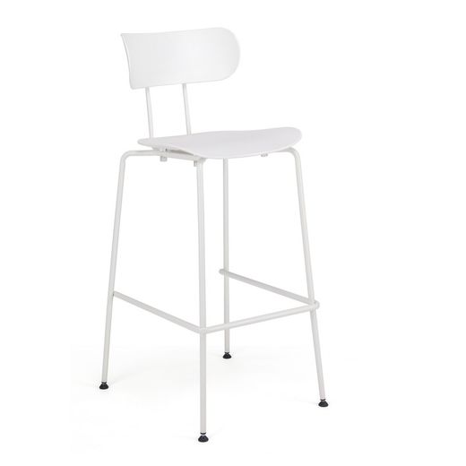 Taburete Alto Polipropileno y Metal Blanco 53x54x79/107 cm
