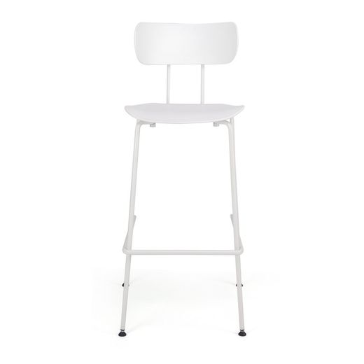 Taburete Alto Polipropileno y Metal Blanco 53x54x79/107 cm