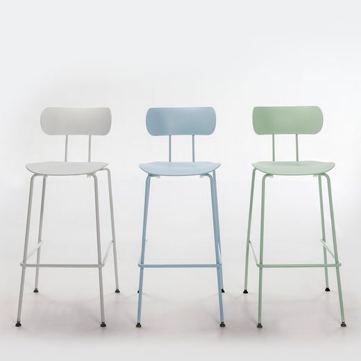 Taburete Alto Polipropileno y Metal Blanco 53x54x79/107 cm
