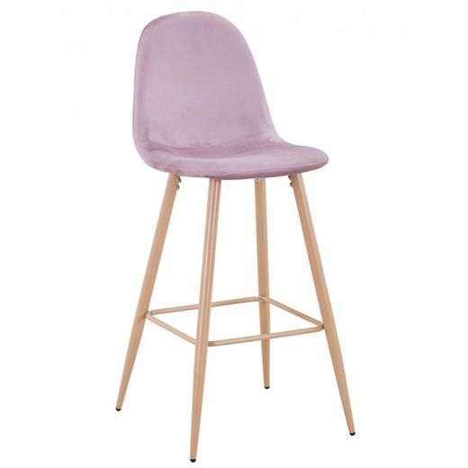 High Epoque skammel i pink/beige fløjl og metal, 51x52x109,5 cm