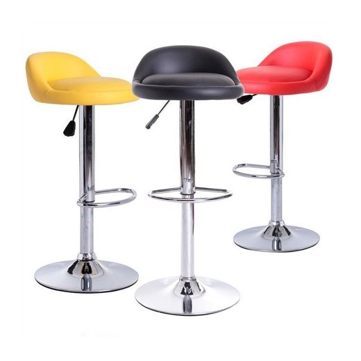 Aliveri hög justerbar pall i konstläder och gul/silvermetall, 42x38'5x69/91 cm