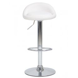 Aliveri hög justerbar pall i konstläder och vit/silvermetall, 42x38'5x69/91 cm